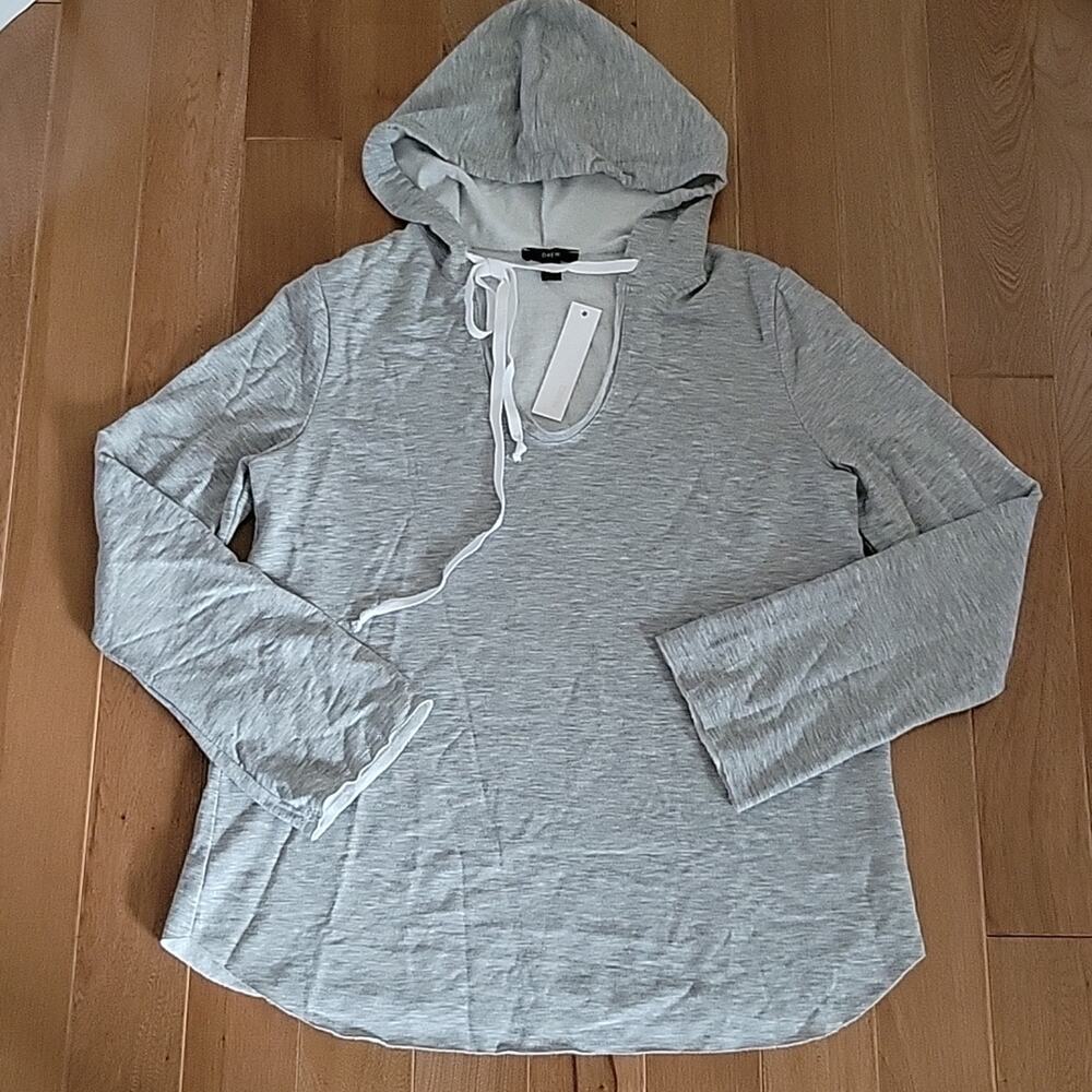 NWT Drew Heather Gray Hooded Long Sleeve Pullover Sweatshirt Medium